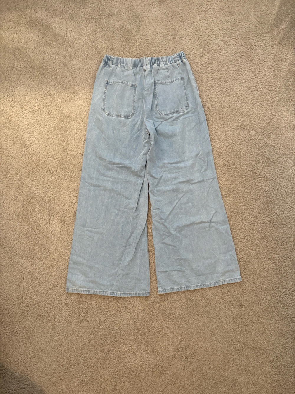 Cider - Wide Leg Light Blue Women's Jeans with Elastic Waist - Size L